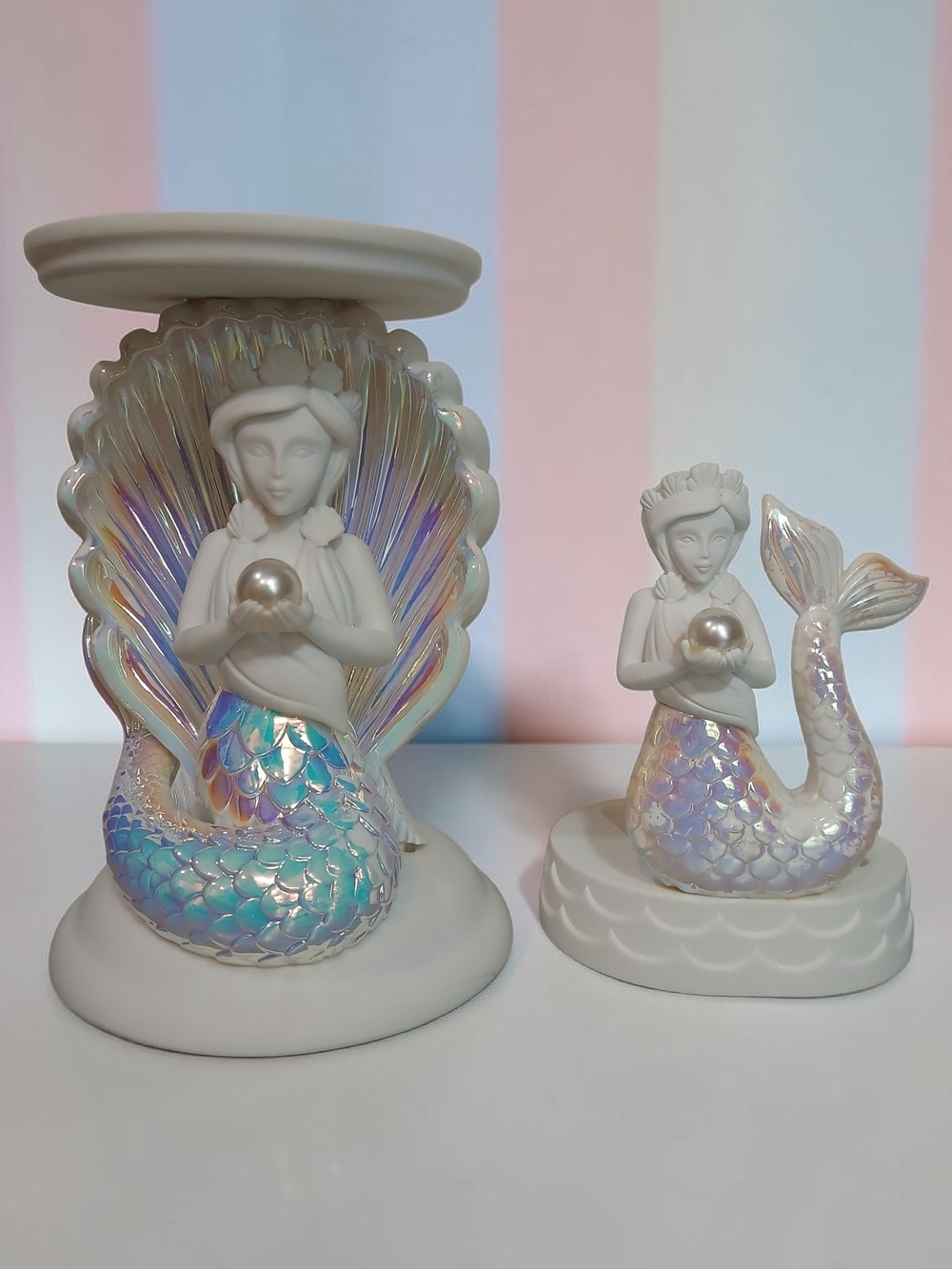 Iridescent Mermaid Candle And Soap Holder - Pearl Accents